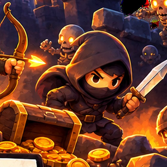 A rogue guarding a chest of gold coins